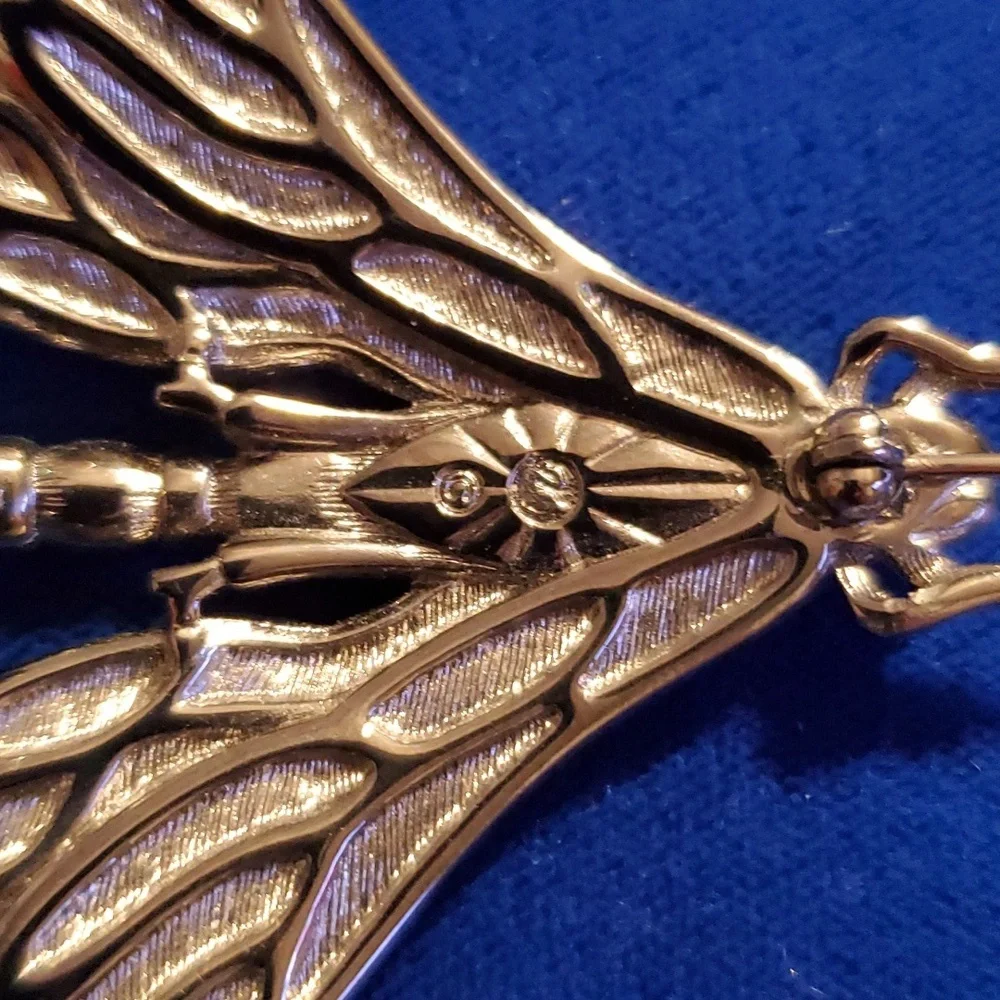 Rare Vintage Swarovski Crystal Art Deco Dragonfly Brooch Pin - Picture 8 of 8